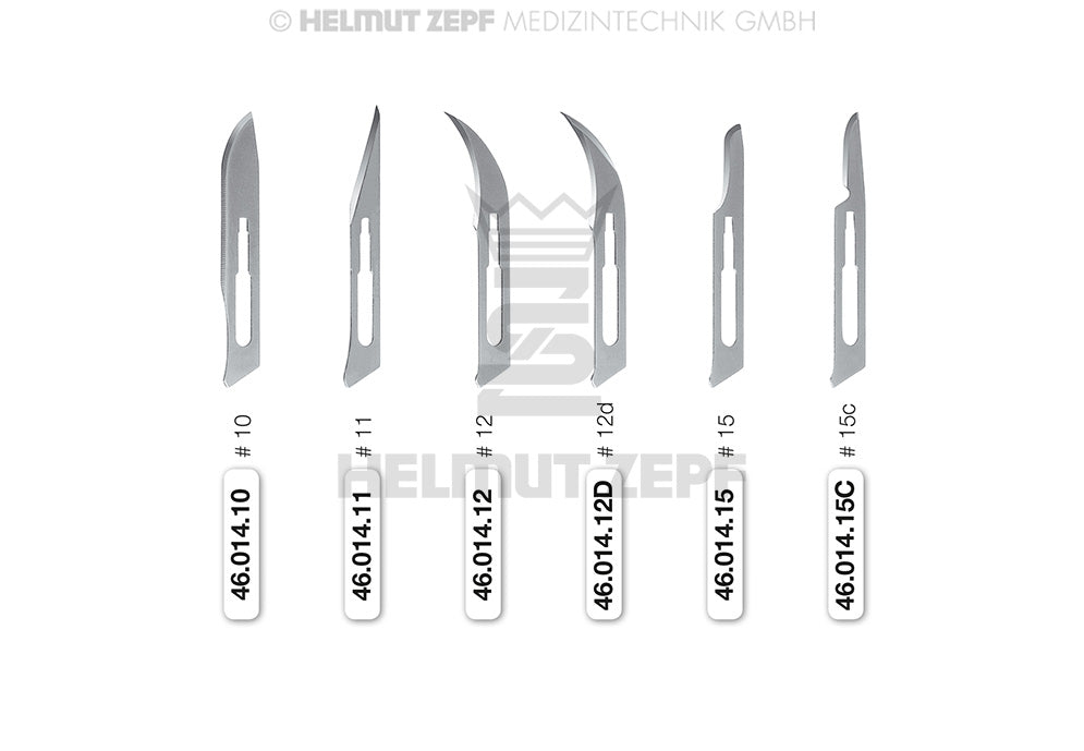 SKALPELLKLINGEN, FIG. 12, STERIL, FÜR GRIFF NO. 3, VERPACKUNGSEINHEIT = 100 STÜCK