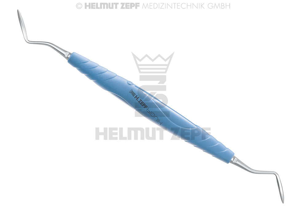 PARODONTALMESSER FIG.2 GOLDMAN-FOX; BIONIK GRIFF TÜRKIS-HELLBLAU; DOPPELENDIG