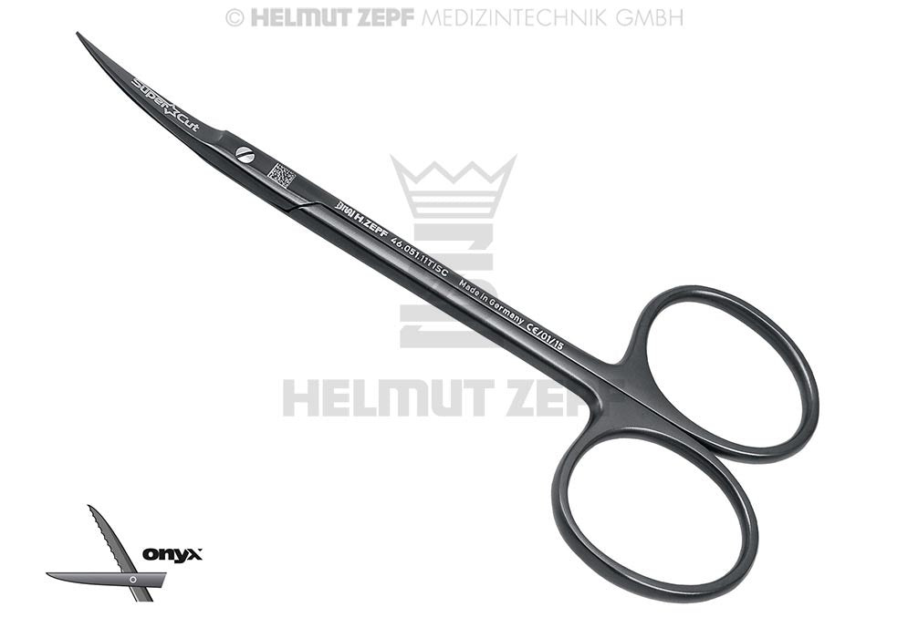 ZAHNFLEISCHSCHERE, GEBOGEN, 11,5 CM, SUPERCUT, ONYX-COATING