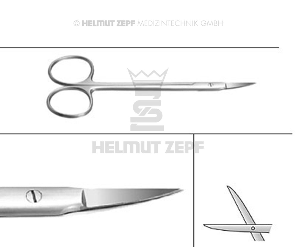 ZAHNFLEISCHSCHERE MIT MIT VERJÜNGTEN SPITZEN GEBOGEN, 12 CM