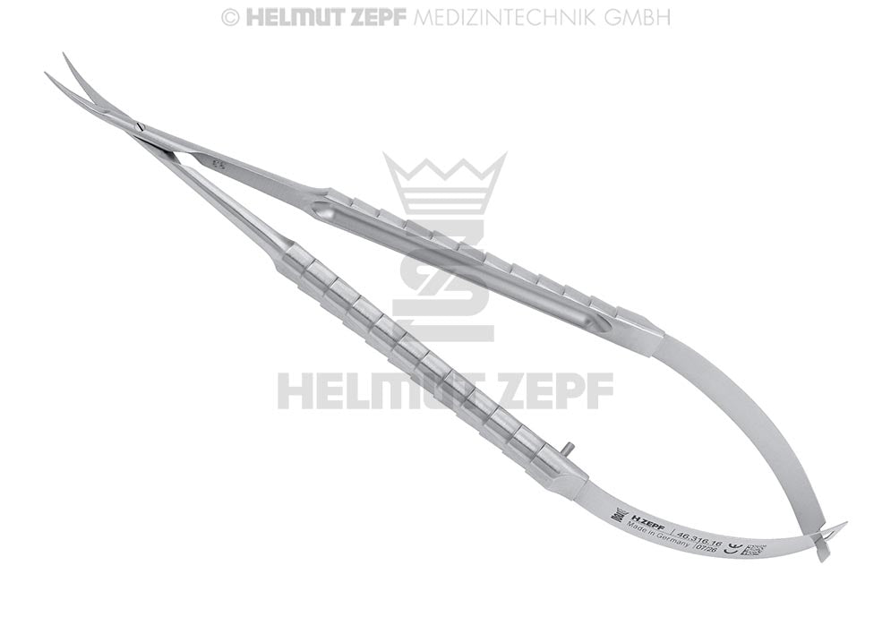 MIKRO-FEDERSCHERE MIT MIKROVERZAHNUNG, SPITZ - SPITZ, LEICHT GEBOGEN, EXTRA DELIKAT, 16 CM