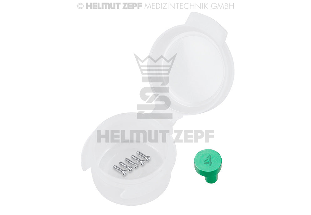 Cms, Stainless Steel, Schraube Ø 1,0 X 4mm, Kreuzschlitz, Grüner Id-plug (vp-einheit 5 Stück)