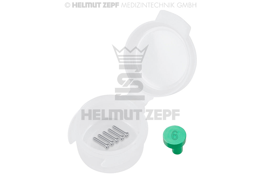 Cms, Stainless Steel, Schraube Ø 1,0 X 6mm, Kreuzschlitz, Grüner Id-plug (vp-einheit 5 Stück)