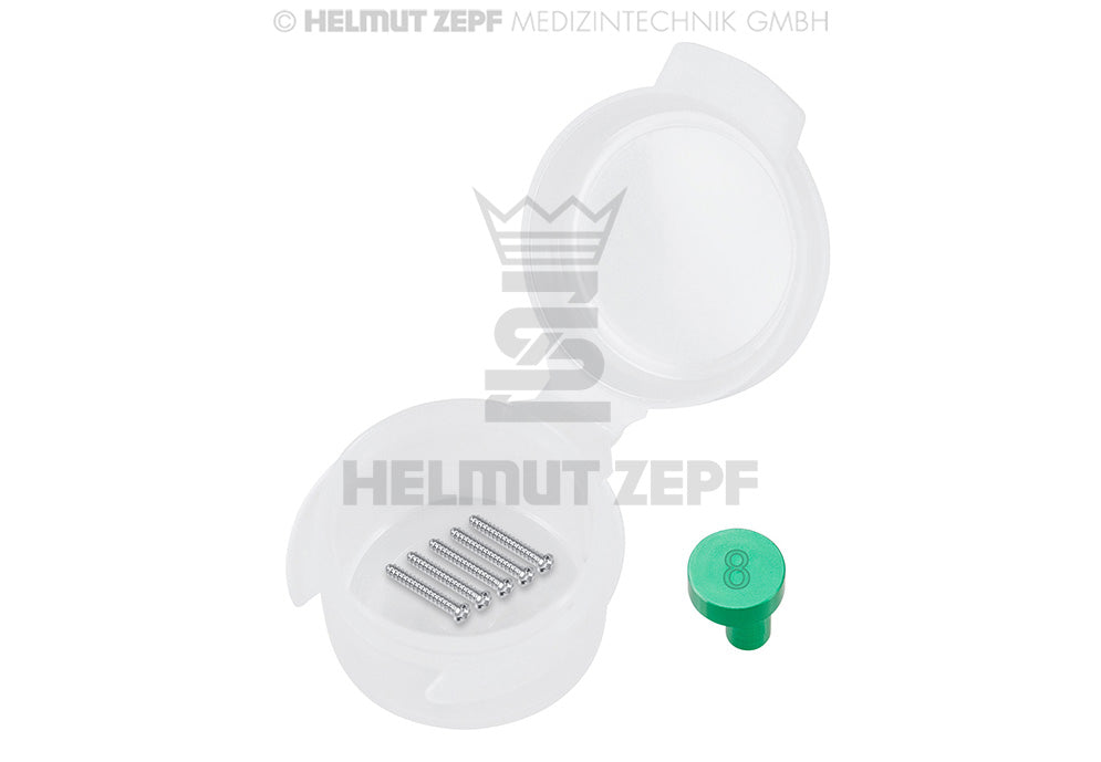 Cms, Stainless Steel, Schraube Ø 1,0 X 8mm, Kreuzschlitz, Grüner Id-plug (vp-einheit 5 Stück)