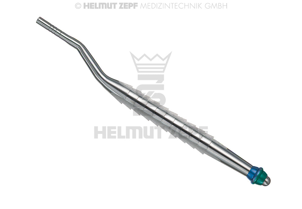 OSTEOTOMIEINSTRUMENT KONVEX, GEWINKELT, Ø 3,9 / 4,3 MARKIERUNG BLAU / GRÜN