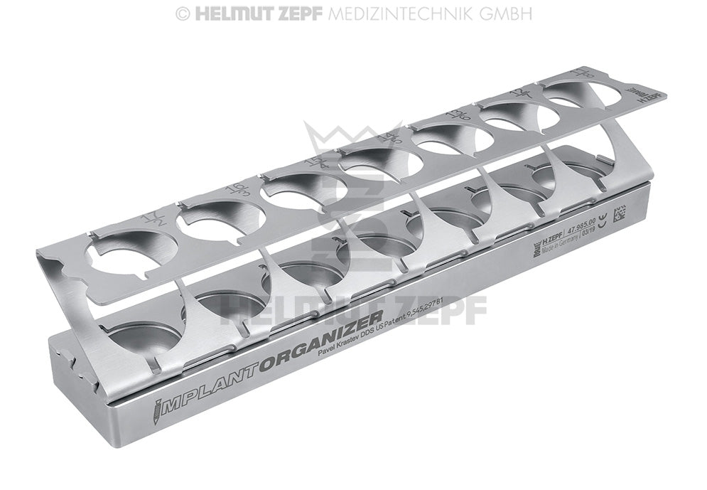 IMPLANT ORGANIZER AUS ROSTFREIEM STAHL ZUR ORGANISATION DER ZU SETZENDEN IMPLANTATE