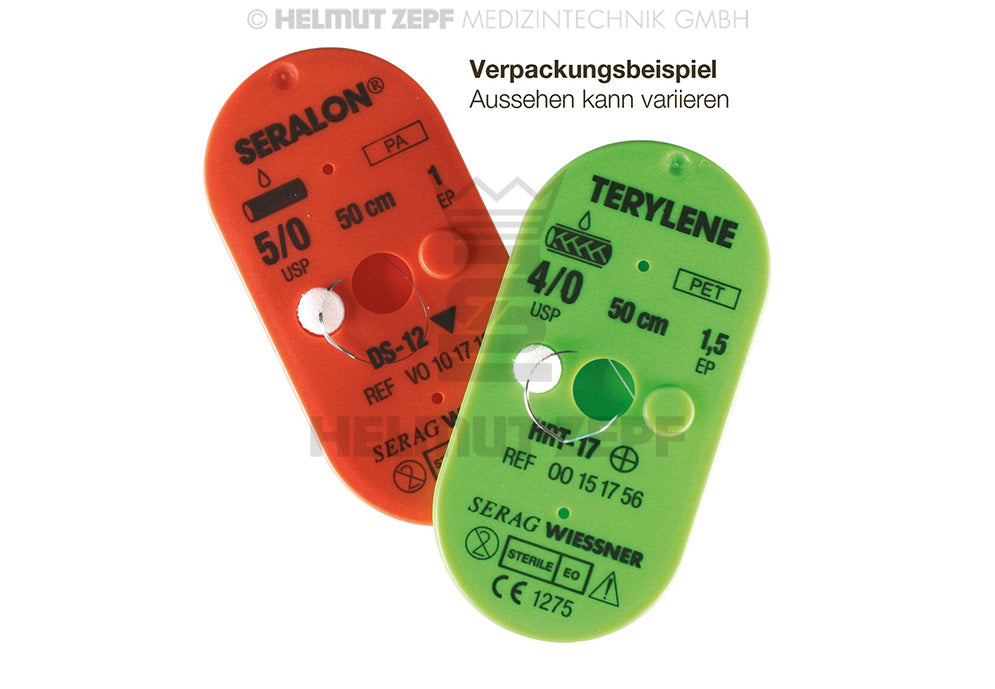 NAHTMATERIAL SERAFLEX USP 5/0 (SEIDE) FADENLÄNGE 50CM / NADELTYP DS-18 FARBE SCHWARZ, NICHT RESORBIERBAR