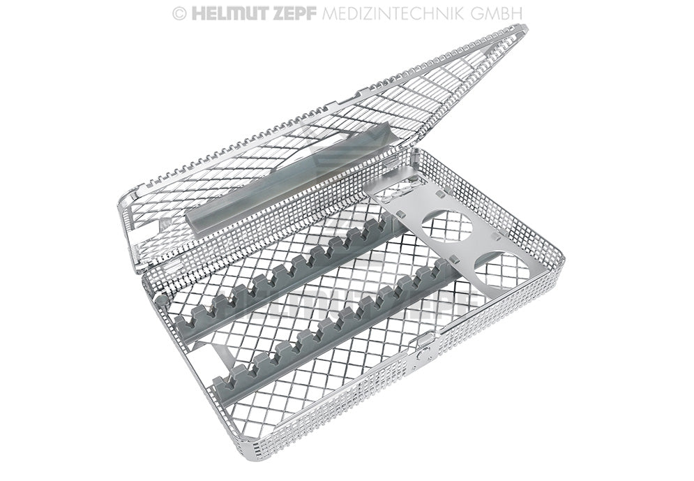 WASCHKORB 1/1 MIT UNIVERSAL INSTRUMENTENAUFLAGEN FUER Z.B. 11 HANDINSTRUMENTE,  2 ANMISCHBECHER UND