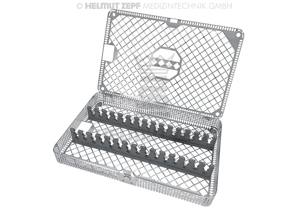 WASCHKORB 1/1 MIT UNIVERSAL INSTRUMENTENAUFLAGEN FÜR 15 INSTRUMENTE LÄNGS